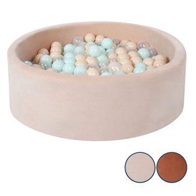 Piscina rotonda grigia per bambini con 300 palline colorate, velluto